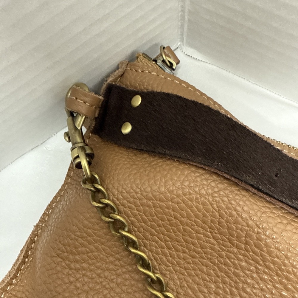 Jo Handbags Hobo Day Shopper Tan and Brown Pebbled Leather 17"x11"x4.5" - Picture 14 of 16